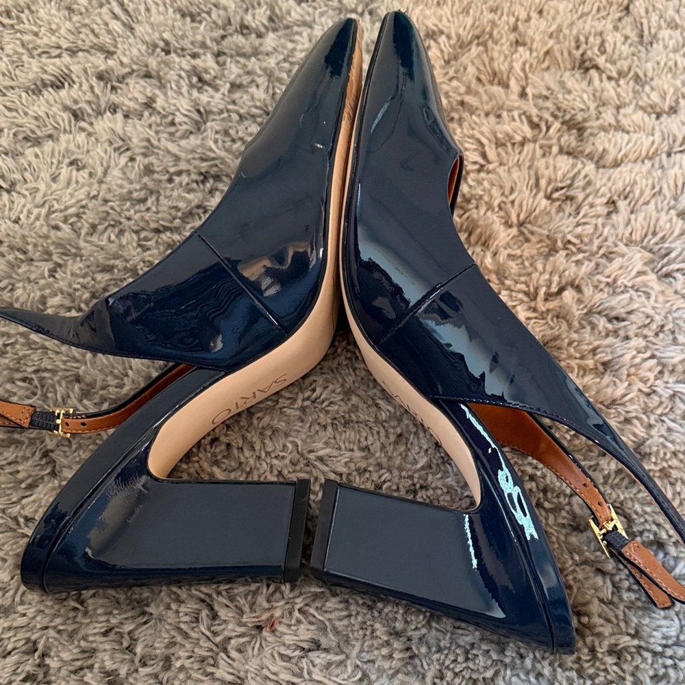 SARTO By Franco Sarto Dark Blue Slingback Heels - Picture 10 of 12